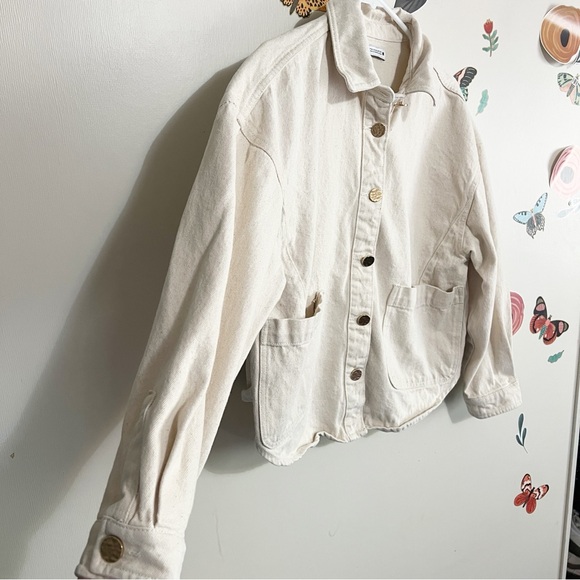 Zara Cream Denim Jacket M - Picture 2 of 9